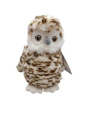 Eco Pals Snowy Owl plush toy stuffed animal brown white less plastic